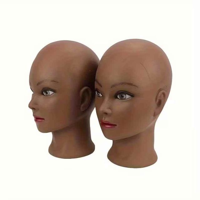 Unisex Adult Makeup Rubber Mannequin Head with Realistic Light Beige Texture & Expressive Eyes