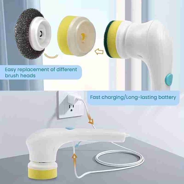 A Set of Electric Cleaning Brushes, Magic Brush, Multifunctional with 5 Brush Heads