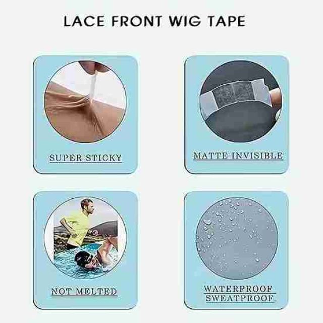 10pcs INYOU Strong Hold Double-Sided Lace Front Wig Tape for Women - Transparent Adhesive Strips for Secure Hairpiece Fixation, Unisex-adult, with Natural Hairline, for Wig Makin